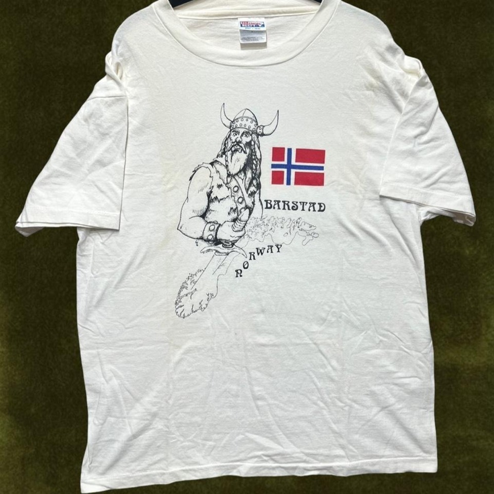 Vintage 90s Barstad Norway Viking Tee - Modern Large